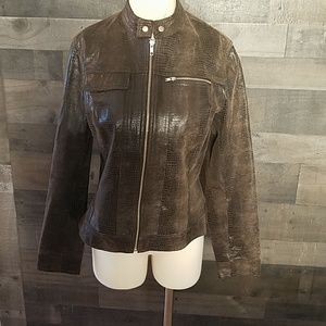 Brown i, e, Leather Jacket